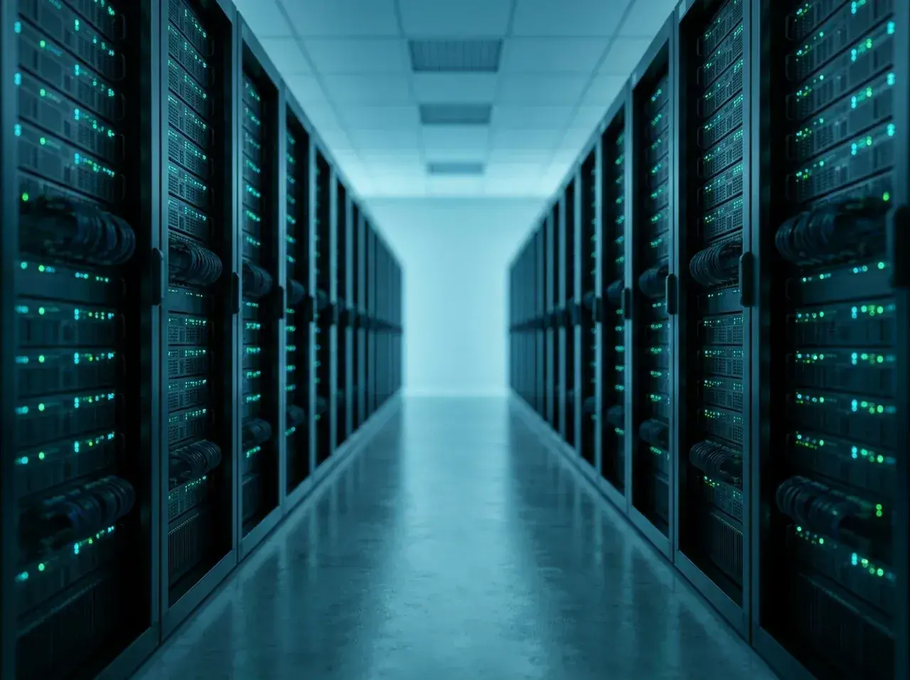 Ein moderner Cloud-Rechenzentrum-Gang