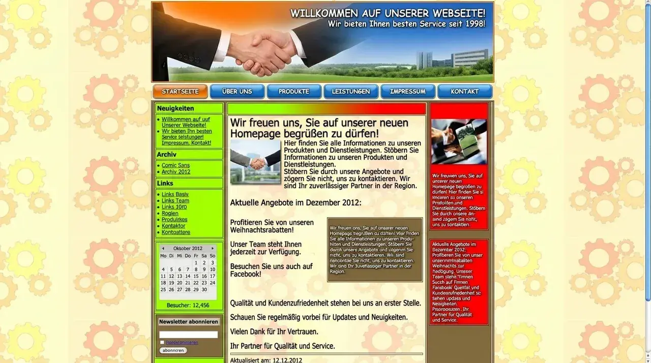 Eine veraltete, langsame Website